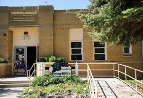 The front door of the Deming & Miller School buildings